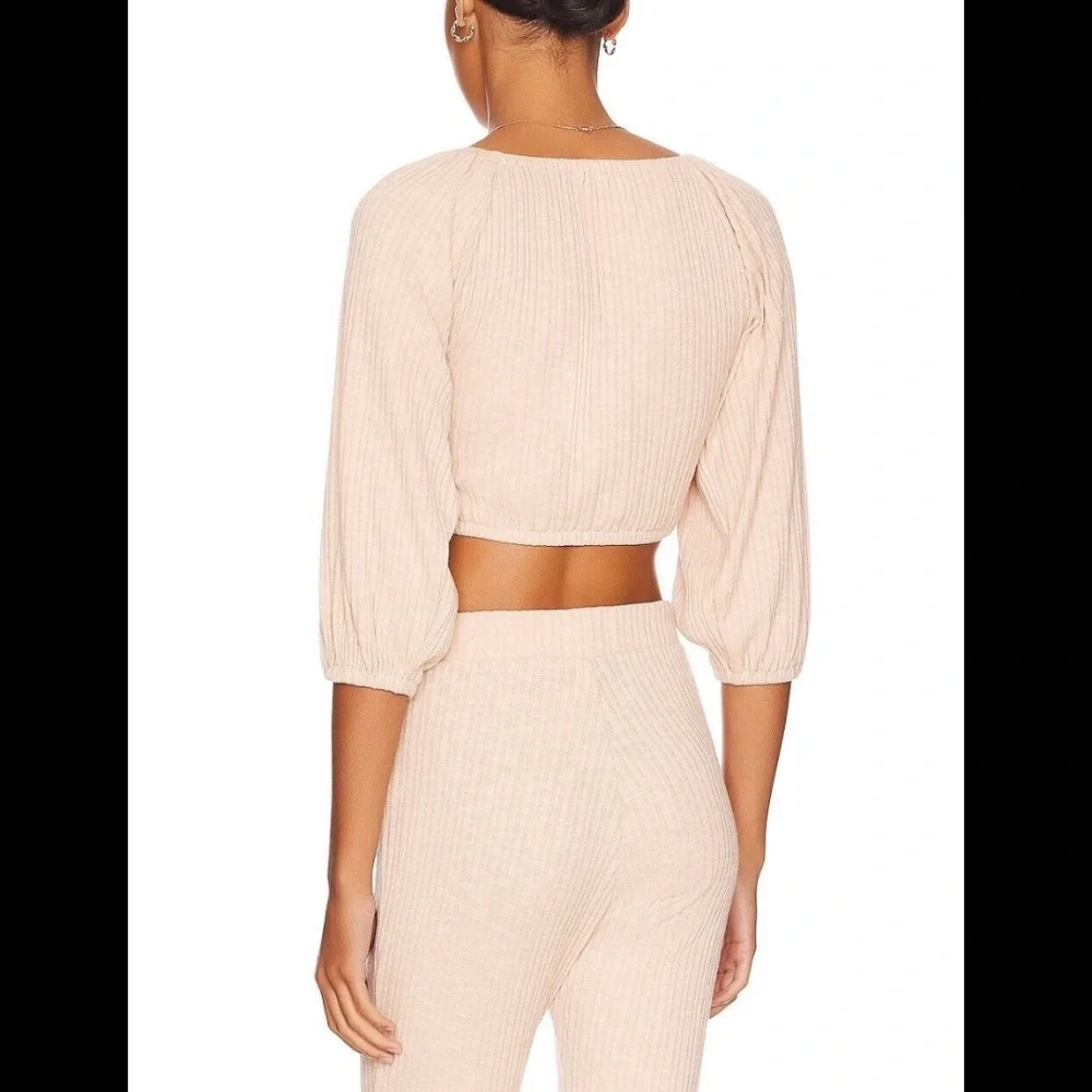 L*Space Jemma Top Twist Front Ribbed Crop Top Sand Size XL - NWT